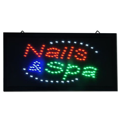 Slim Animated LED neon NAILS &amp; SPA Light Salon Open Sign Bright Store Display