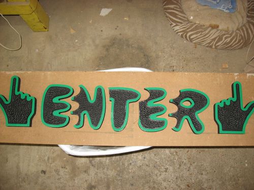 ENTER HAND POINTING LEFT &amp; RIGHT 6&#034; TEXTURED BUBBLE LETTERS Carved MDF Wood Sign