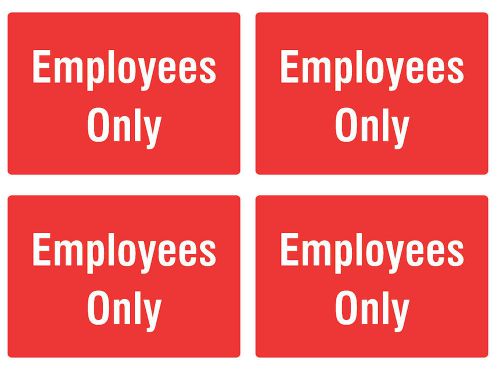 4 Pack Employees Only Door Hanging Sign Four Quality Signs Private Closet s146