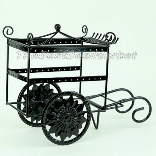 New Fancy Earring Necklace Jewelry Display Stand Holder Metal Car Black 23095