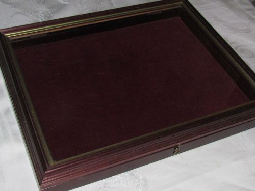 DISPLAY CASE TABLE TOP GLASS FRONT HINGED LID VELVET LINED