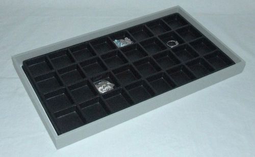 32 Slot Multipurpose Jewlery Sorting/Display Gray Wood Tray