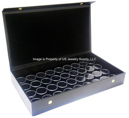 2 Snap Top Lid Black 50 Jar Box Cases Display Gems Body Jewelry Gold Nuggets