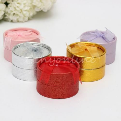 5PCS Jewelry Gift Boxes Necklace Ring Earring Package Round Case Bowknot Display