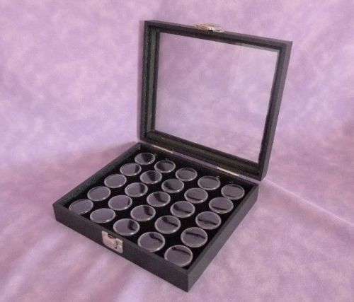 GLASS TOP DISPLAY CASE FOR GEM STOREAGE 25 SPACE BLACK FOAM
