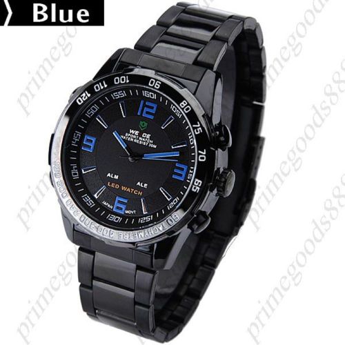 Round quartz stainless steel wrist men&#039;s free shipping wristwatch black blue for sale