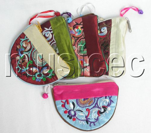 5pcs Mix colors zipper silk Jewelry bags handbag pouches T302A6