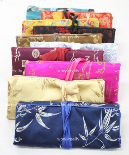 10pieces Mixed colors embroider handbag  silk Jewelry bags pouches roll