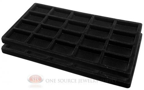 2 black insert tray liners w/ 20 compartments drawer organizer jewelry displays for sale