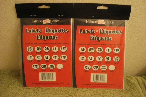 2 Packs Hillman Sign Center Price Labels, Garage &amp; Store Sales Bright Colored