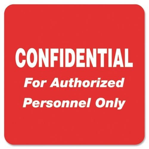 Tabbies Confidential Label - 2&#034; Width x 2&#034; L - 500/Roll - Rectangle - Red