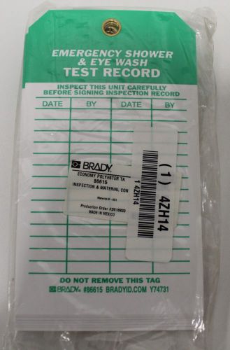 BRADY 86615 Emergency Shower And Eye Wash Test Record Tag, Polyester, 7&#034; x 4&#034;