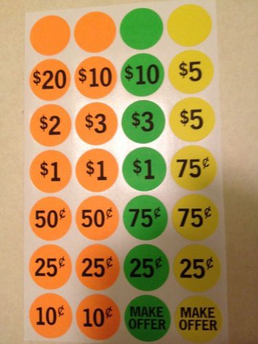 1 Package of 420 GARAGE SALE PRICE STICKERS - Buy 3 packages &amp; get 1 Pkg. FREE