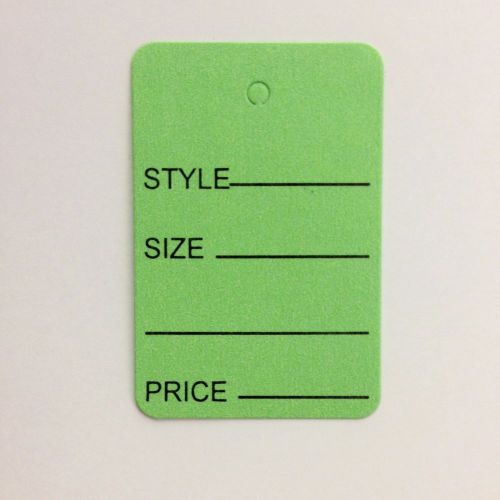 1000 Small 1 1/4 x 1 7/8 Green Merchandise Coupon Tags With Black Imprint