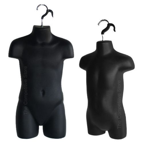 Toddler &amp; child black mannequin forms set for boys &amp; girls clothes 18mo-7 sizes for sale