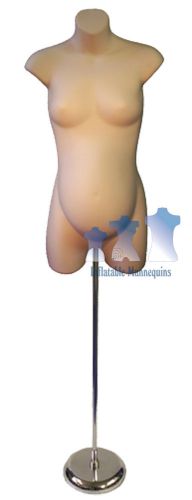 Female Maternity 3/4 form Fleshtone and Tall Adjustable Stand with 8&#034; Round Base