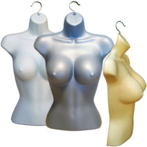 Busty sexy female dress form metal swivel hook torso hanging display silver for sale