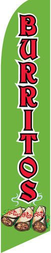 Burritos GREEN 11.5&#039; TALL BOW BUSINESS FEATHER SWOOPER FLAG BANNER