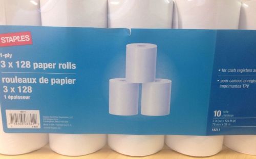 Staples Receipt Paper 1-ply 3x128 Paper Rolls