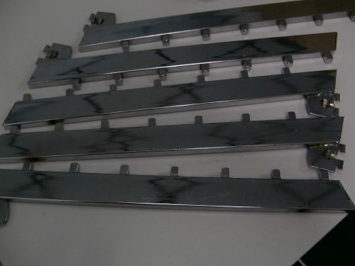 Chrome brackets 18 inch for recessed shelving angled w/ 7 holding knobs 12 total for sale