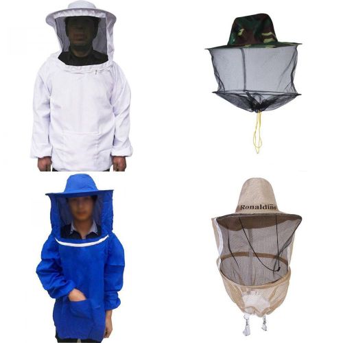 2pcs Beekeeping Jacket Veil Bee Suit + 2 Protective Hat Mesh Net for Beekeeper