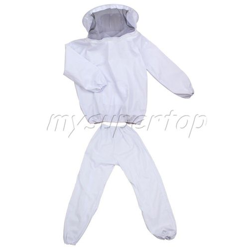 White Professional Beekeeping Protecting Suit Jacket Pants Veil Smock Protecting