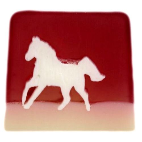 960 gm LOAF OF HANDMADE SOAP, PICTURE OF HORSE RUNNING THRO IT -STRAWBERRY
