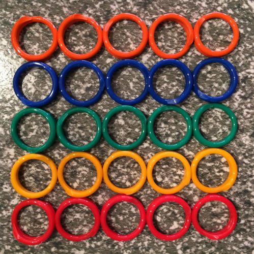 25 Poultry Spiral Leg Bands Size 11 Chicken 11/16&#034; Blue Green Yellow Red Orange