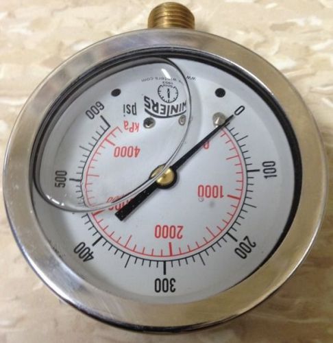 Winters Pressure Quality Gauge 2.5&#034; X 1/4&#034; 0-600PSI liquid filled New In Box