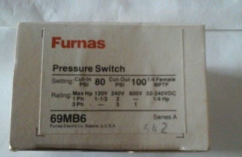 69MB6 FURNAS - HUBBELL PRESSURE SWITCH AIR COMPRESSOR 69MC6