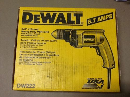 DeWALT DW222 HEAVY DUTY 3/8 DRIVE VSR 6.7 AMP DRILL - NEW