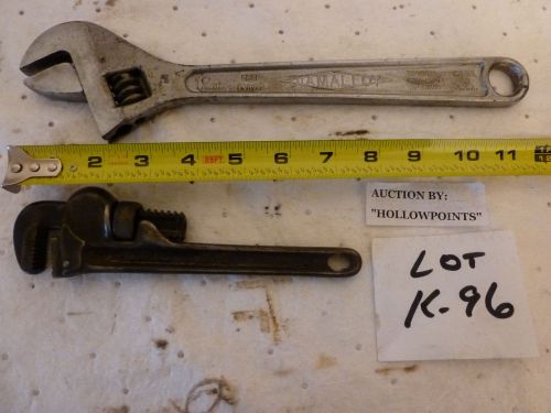 Vintage older ridgid pipe wrench 8&#034; &amp; diamond horseshoe tool 12&#034; adjustable for sale