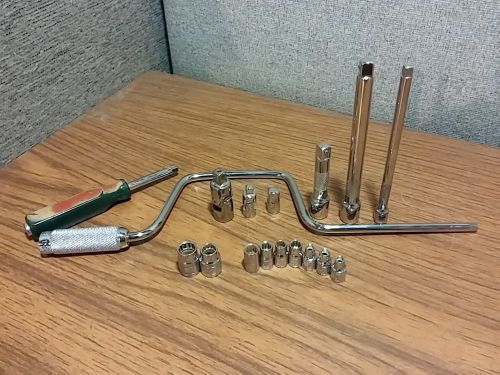 17pc sk tools 1/4&#034; &amp; 3/8&#034; drive sockets extensions lot more for sale