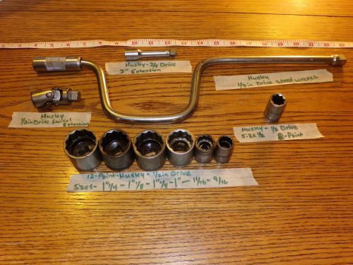 MIXED LOT OF HUSKY SOCKETS,SPEED WRENCH &amp; EXTENSIONS