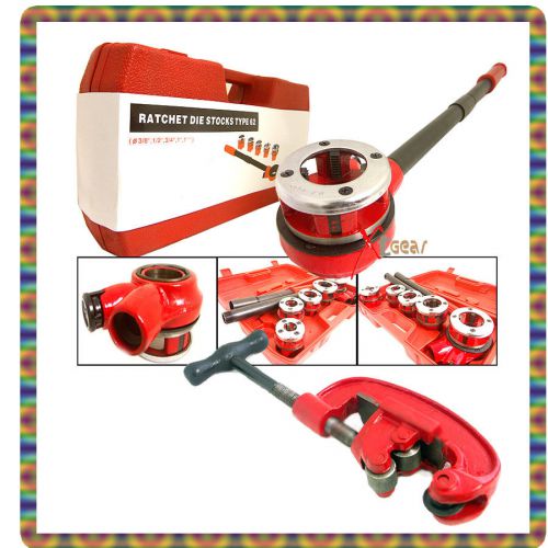 Pipe threader ratchet type w/ 5 dies 3/8&#034; to 1-1/14&#034;  + free #2pipe cutter for sale