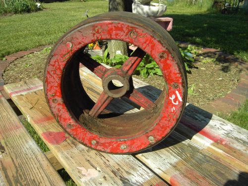 Antique hit &amp; miss engine line shaft wood &amp; cast iron steel pulley steampunk dec for sale