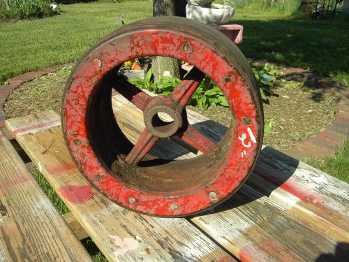 Antique Hit &amp; Miss Engine Line Shaft wood &amp; Cast Iron Steel Pulley Steampunk dec