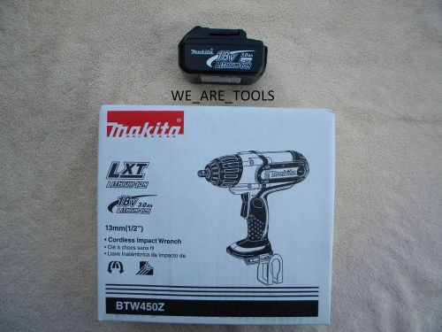 New w/box makita cordless 18v btw450z 1/2&#034; impact wrench, bl1830 battery 18 volt for sale