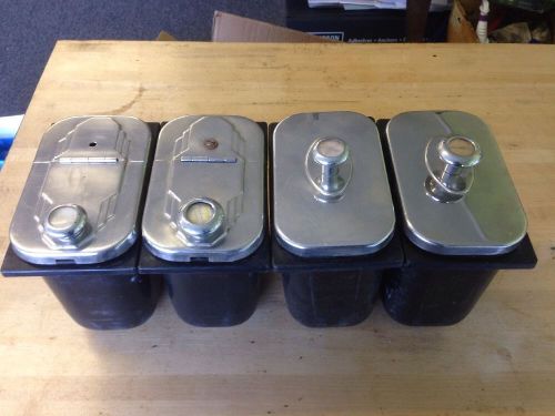 Vintage Black Soda Fountain Containers W/ Ladel Set Of 4