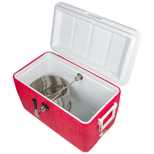 Single Faucet Jockey Box - 120&#039; Coil - Faucet Hardware Kit - Picnic Keg Cooler