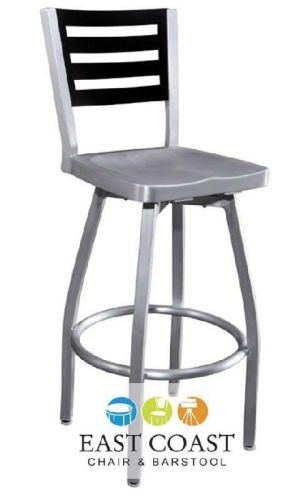 New Outdoor Aluminum Swivel Bar Stool with Ladder Back - Shipyard Collection