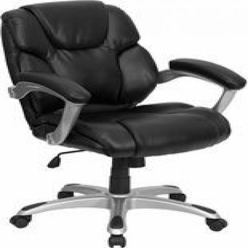Flash Furniture GO-931H-MID-BK-GG Mid-Back Black Leather Office Task Chair