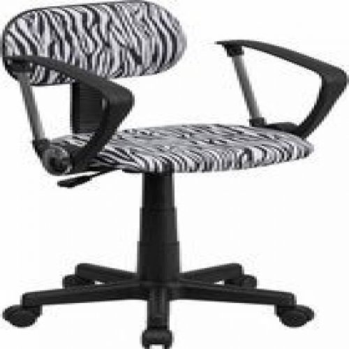 Flash Furniture BT-Z-BK-A-GG Black and White Zebra Print Computer Chair with Arm