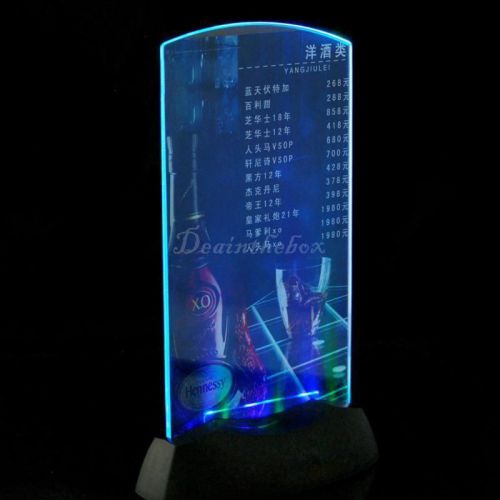Acrylic flashing led light table menu restaurant card display holder stand  dx for sale