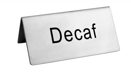 NEW New Star Stainless Steel Table Tent Sign, &#034;Decaf&#034;, 3-Inch by 1-1/2-Inch, Set