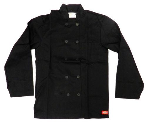 Dickies black chef coat jacket cw070305a restaurant button front uniform xs new for sale