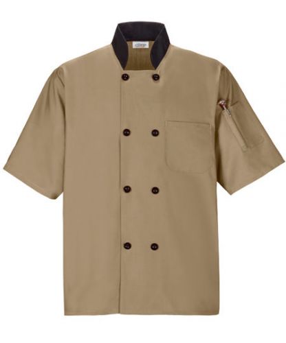 Chef Coat/Jacket -Khaki- Short Sleeve - NWT - 2XL Happy CHef