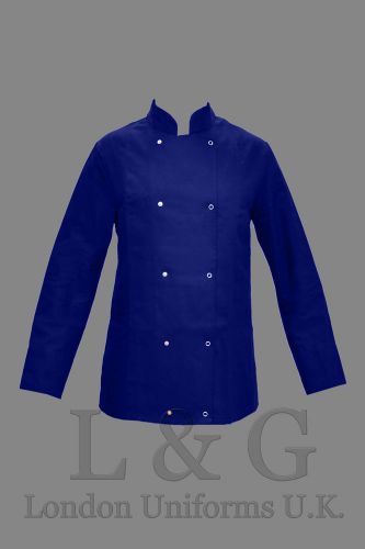 L&amp;g london uniforms plain royal blue chef jacket s m l xl for sale