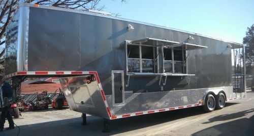 Concession trailer 8.5&#039;x34&#039; charcoal grey - bbq food event vending for sale