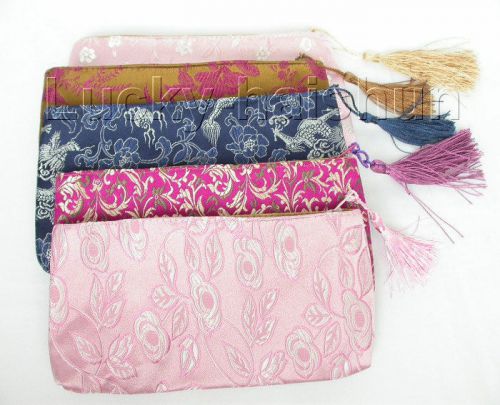 wholesale 5pieces silk pouch jewelry Zipper Bags 8*4&#034; j6973